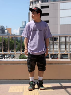 「AVIREX（アヴィレックス）の【直営店限定】エアフォース ベースキャップ/AIR FORCE BACES CAP（キャップ）」を使った、Syunさん（メンズ・165cm）の夏コーディネート