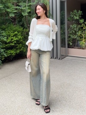 「アイテム（シャツ/ブラウス）」を使った、riendaofficialさん（レディース・166cm）の夏コーディネート