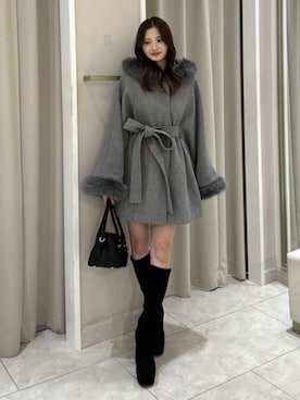 「アイテム（ポンチョ）」を使った、riendaofficialさん（レディース・157cm）の秋コーディネート