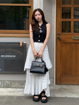 「rienda（リエンダ）のイレヘムプリーツロングスカート　夏服（スカート、その他）」を使った、riendaofficialさん（レディース・154cm）の夏コーディネート