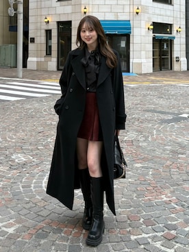「アイテム（チェスターコート）」を使った、riendaofficialさん（レディース・160cm）の秋コーディネート