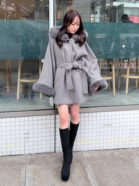 「アイテム（ポンチョ）」を使った、riendaofficialさん（レディース・160cm）の秋コーディネート