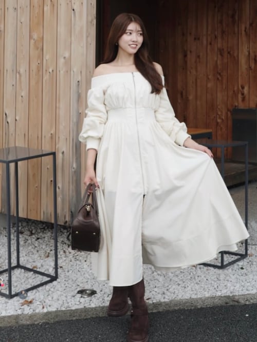 セール】MA-1オフショルロングスリーブワンピース 秋服 冬服