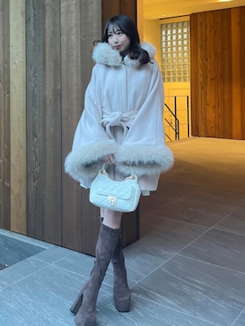 「アイテム（ポンチョ）」を使った、riendaofficialさん（レディース・152cm）の秋コーディネート