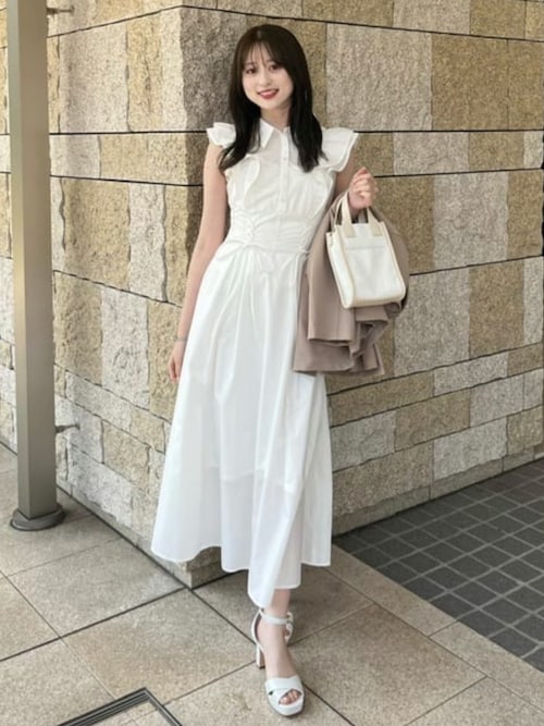 セール】レースアップフリルワンピース 半袖 夏服（ワンピース