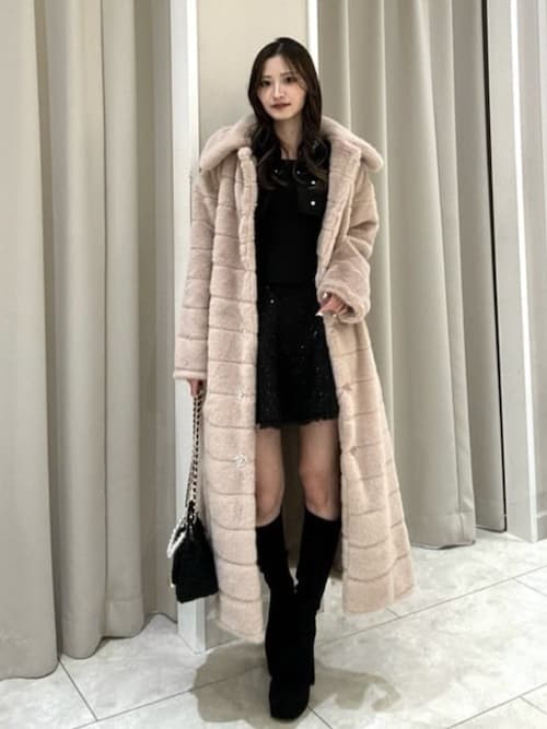 セール】ニュアンスラインフェイクファーコート 秋服 冬服（ムートン