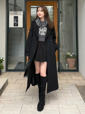 「アイテム（チェスターコート）」を使った、riendaofficialさん（レディース・160cm）の秋コーディネート