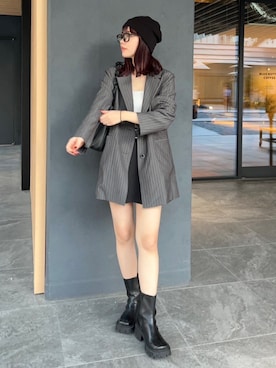 「rienda（リエンダ）のアイテム（ジャケット/アウター）」を使った、riendaofficialさん（レディース・163cm）の秋コーディネート