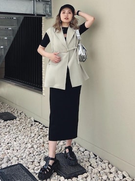 「rienda（リエンダ）のアイテム（ジャケット/アウター）」を使った、riendaofficialさん（レディース・164cm）の春コーディネート