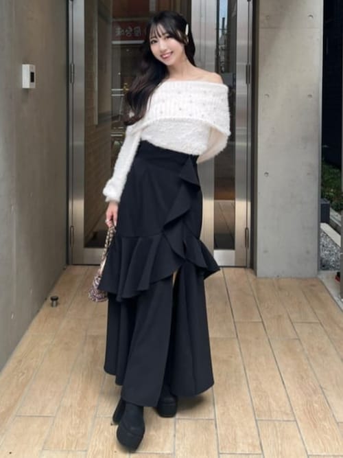 フリルスリットハイウエストスコートショートパンツ 秋服 冬服