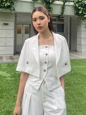 「rienda（リエンダ）のアイテム（ジャケット/アウター）」を使った、riendaofficialさん（レディース・167cm）の夏コーディネート