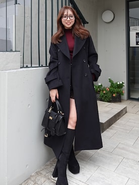 「アイテム（チェスターコート）」を使った、riendaofficialさん（レディース・159cm）の秋コーディネート