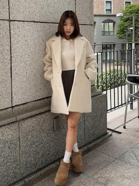 「アイテム（テーラードジャケット、ホワイト系）」を使った、riendaofficialさん（レディース・154cm）の秋コーディネート