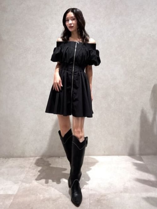 セール】【2025AW】MA-1オフショルミニフレアワンピース 秋服