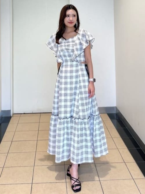 フリルウエストオープンワンピース　夏服
