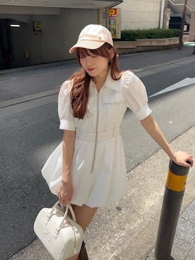 「rienda（リエンダ）のアイテム（キャップ）」を使った、riendaofficialさん（レディース・160cm）の夏コーディネート