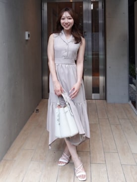 「アイテム（シャツワンピース）」を使った、riendaofficialさん（レディース・159cm）の夏コーディネート