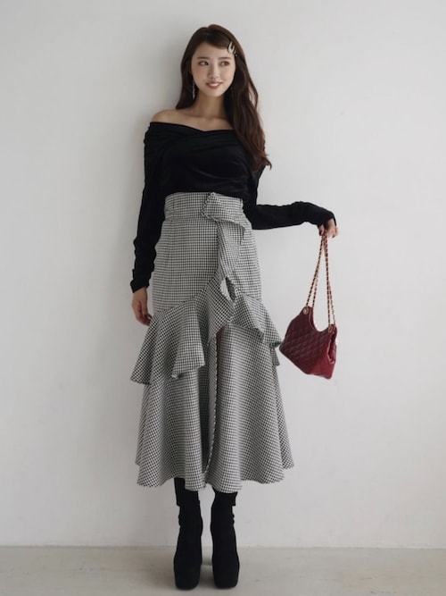 2025AW】フリルスリットハイウエストスコートショートパンツ 秋服 冬服