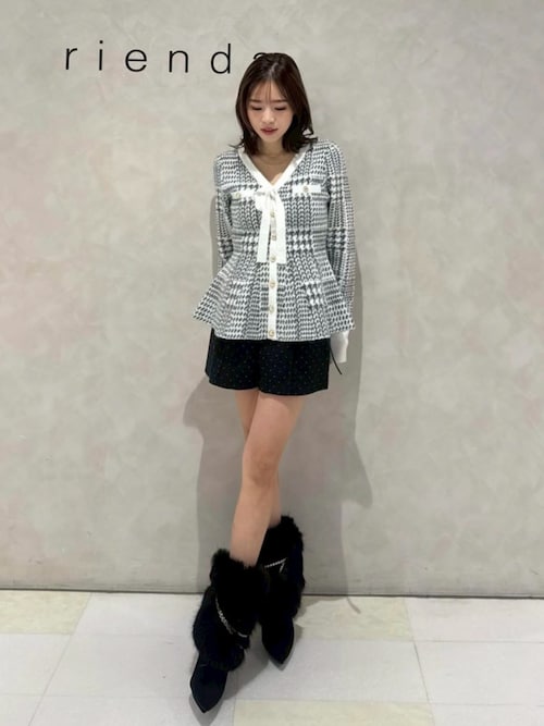 2WAYペプラムジャガードニットカーディガントップス 秋服 冬服（ニット