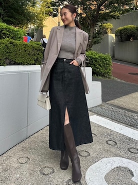 「rienda（リエンダ）のアイテム（ジャケット/アウター）」を使った、riendaofficialさん（レディース・166cm）の秋コーディネート