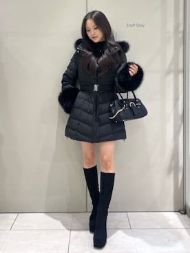 「アイテム（ダウンジャケット/コート）」を使った、riendaofficialさん（レディース・159cm）の秋コーディネート