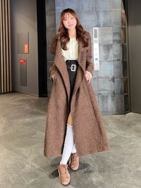 「アイテム（ダウンジャケット/コート）」を使った、riendaofficialさん（レディース・161cm）の秋コーディネート