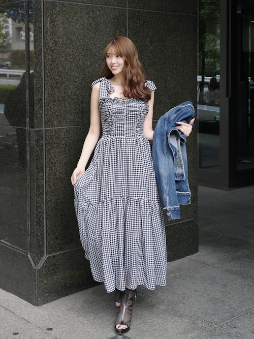 森香澄さん着用】リボンディティールティアードキャミワンピース 春服