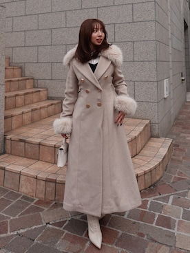 「アイテム（ステンカラーコート）」を使った、riendaofficialさん（レディース・159cm）の秋コーディネート