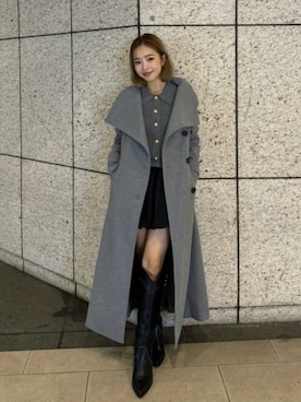 「アイテム（ダウンジャケット/コート）」を使った、riendaofficialさん（レディース・154cm）の秋コーディネート