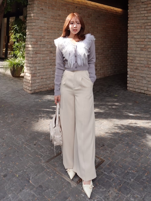 セール】ベルトポイントハイウエストワイドパンツ 春服(スラックス セール】ベルトポイントハイウエストワイドパンツ 春服(スラックス