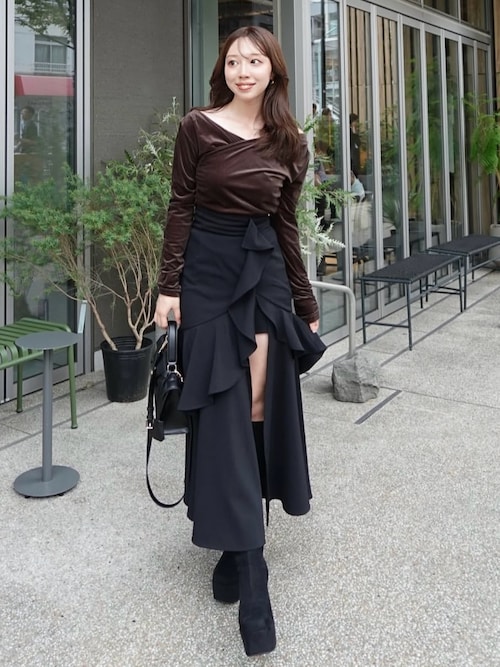 フリルスリットハイウエストスコートショートパンツ 秋服 冬服