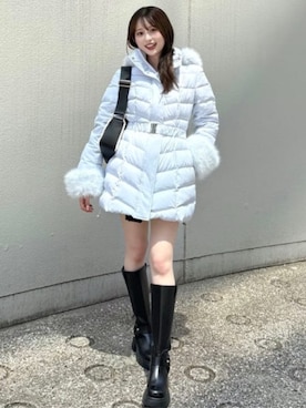「アイテム（ダウンジャケット/コート）」を使った、riendaofficialさん（レディース・160cm）の夏コーディネート