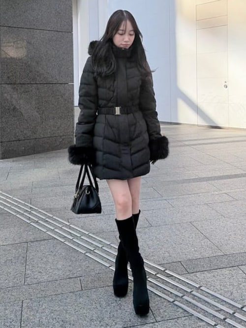 神くびれダウン】Aラインダウンワンピコート 秋服 冬服（ダウン