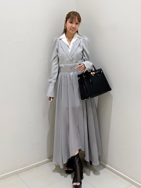 「rienda（リエンダ）の【森香澄さん着用】ベルトデザインカデナバッグ（ショルダーバッグ、ブラック系）」を使った、riendaofficialさん（レディース・157cm）の春コーディネート