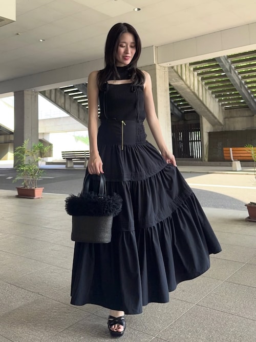 rienda（リエンダ） ロング スカート ウエストシャーリングタック