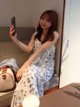 「rienda（リエンダ）のメッシュマーメイドギャザーワンピース 春服 夏服（ワンピース、ホワイト系）」を使った、riendaofficialさん（レディース・154cm）の夏コーディネート