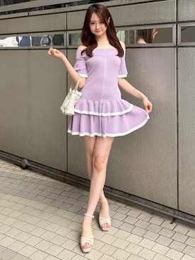 「rienda（リエンダ）のアイテム（ワンピース/ドレス）」を使った、riendaofficialさん（レディース・165cm）の春コーディネート