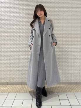 「アイテム（チェスターコート）」を使った、riendaofficialさん（レディース・160cm）の秋コーディネート