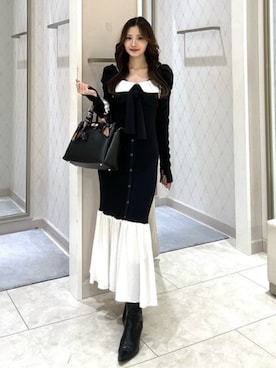 「rienda（リエンダ）のアイテム（ワンピース/ドレス）」を使った、riendaofficialさん（レディース・157cm）の春コーディネート