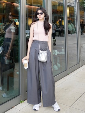 「お出かけスタイル」｜「アイテム（アクセサリー）」を使った、riendaofficialさん（レディース・169cm）の夏コーディネート