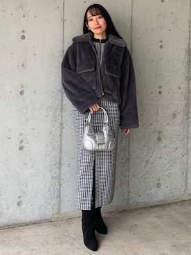「rienda（リエンダ）のアイテム（ジャケット/アウター）」を使った、riendaofficialさん（レディース・159cm）の秋コーディネート