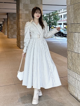 「アイテム（シャツワンピース）」を使った、riendaofficialさん（レディース・160cm）の冬コーディネート