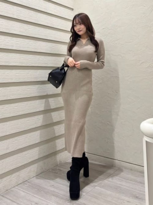 rienda（リエンダ） ワンピース スキッパーニットワンピース 秋服 冬服