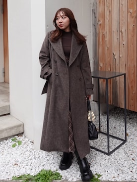 「アイテム（チェスターコート）」を使った、riendaofficialさん（レディース・159cm）の秋コーディネート