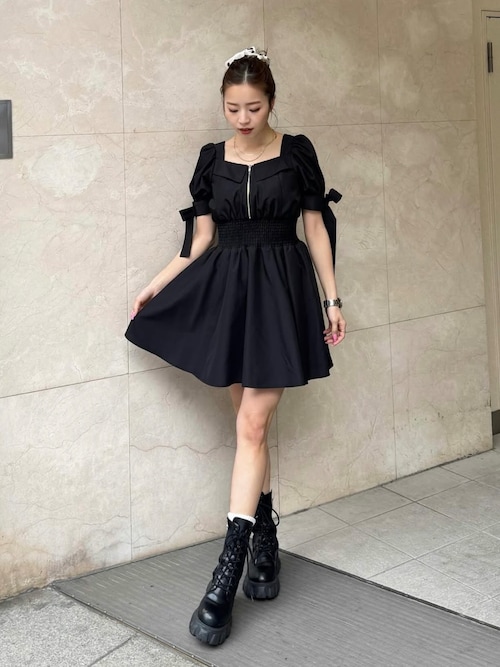 ひとめ惚れワンピ】リボンスリーブフレアミニワンピース 春服
