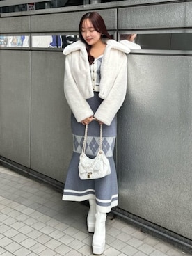 「アイテム（ワンピース、ブルー系）」を使った、riendaofficialさん（レディース・162cm）の秋コーディネート