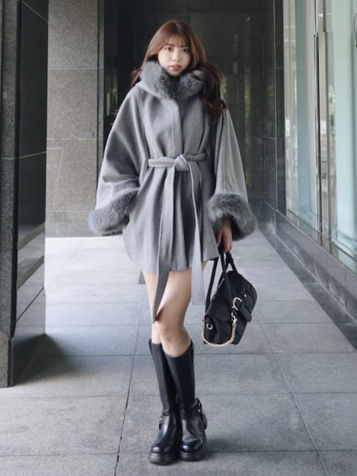 お値下げ！大人気即完売！リエンダ☆ウールMIXポンチョコート 2025AW】ウールMIXフードポンチョコート 秋服 冬服（ポンチョ