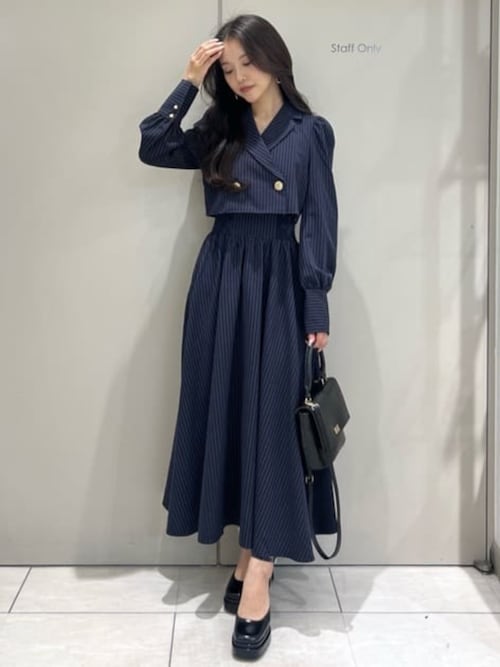 テーラードデザインロングワンピース 春服（シャツワンピース