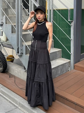 「rienda（リエンダ）のアイテム（キャップ）」を使った、riendaofficialさん（レディース・154cm）の夏コーディネート