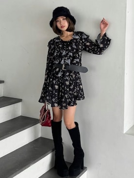 「rienda（リエンダ）のアイテム（帽子）」を使った、riendaofficialさん（レディース・154cm）の秋コーディネート